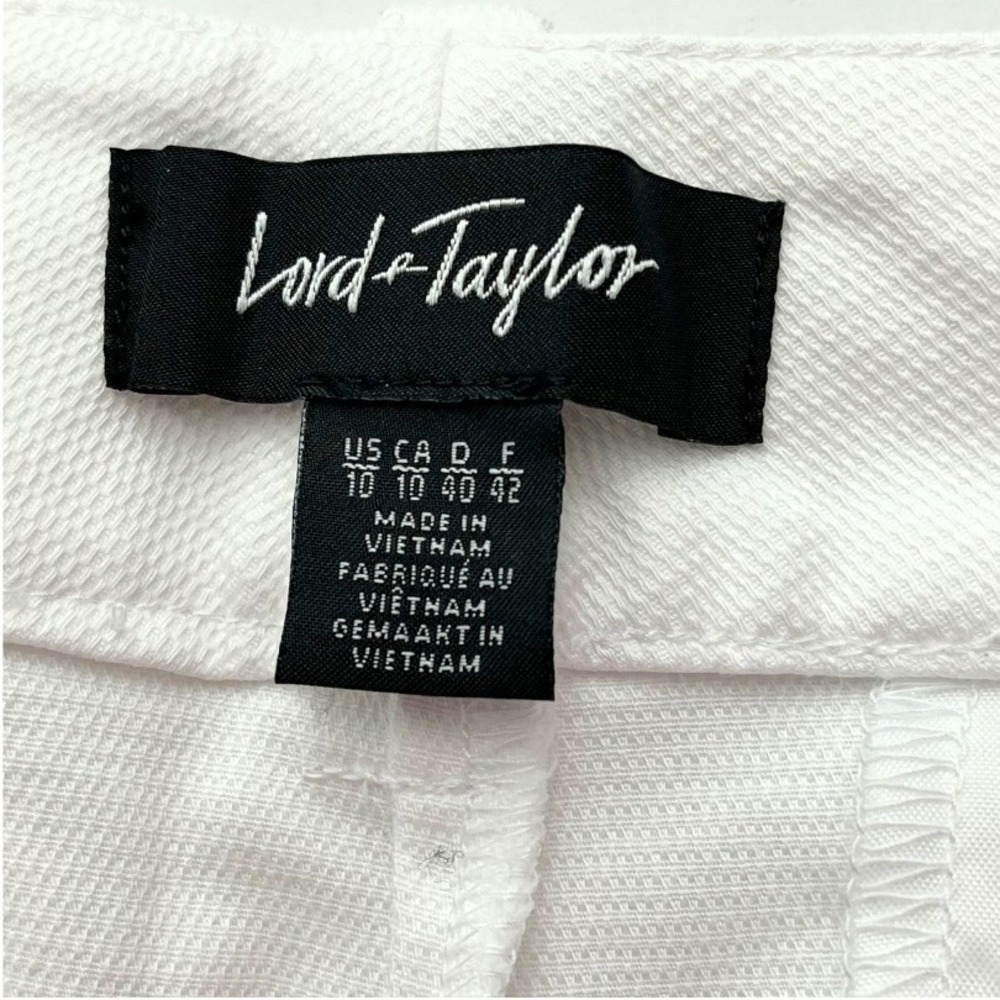 Lord & Taylor Kelly Ankle White Stretch Pants Sz 10 Slim Straight Cotton Blend - Picture 3 of 11